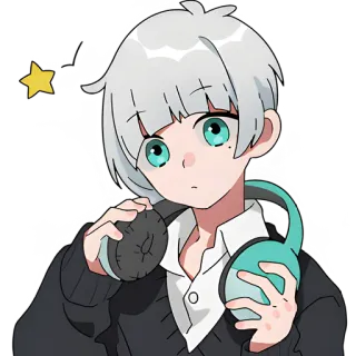 😳 9c9e9c5f Anime, Kopfhörer, Charakter, Süß, Stern telegram sticker