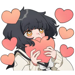 ❤️ d92c1902 Anime Mädchen, Herzen, Liebe, Süß, Cartoon telegram sticker