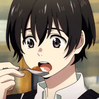 🌊 7d5a99c8 Anime, Nourriture, Manger, Garçon, Cuillère, Portrait whatsapp sticker