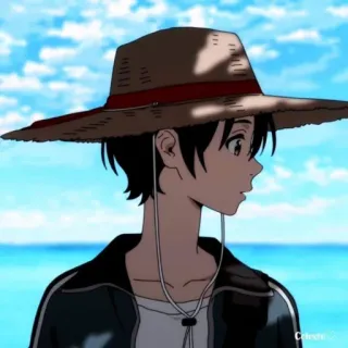 🌊 b8232fd7 Anime, Garçon, Chapeau, Plage, Été, Personnage whatsapp sticker