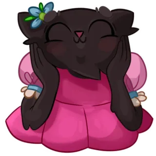 ☺️ be4e52d4 kat, schattig, dier, sticker, jurk, cartoon, illustratie telegram sticker