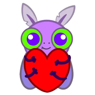 ❤️ 4222c230 卡通, 蝙蝠, 心, 动物, 可爱, 爱 telegram sticker