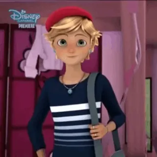 🗼 058b9a0c Adrien Agreste Miraculous: Tales of Ladybug & Cat Noir Adrien Agreste, Miraculous, Tales of Ladybug & Cat Noir, cartoon, character, fashion, beret telegram sticker