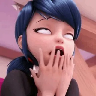 🗼 1d257d1b Marinette Dupain-Cheng Miraculous: Tales of Ladybug & Cat Noir cartoon, funny, awkward, face, silly, anime, miraculous ladybug telegram sticker