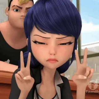 🗼 3e4df519 Marinette Dupain-Cheng Miraculous: Tales of Ladybug & Cat Noir Miraculous Ladybug, Marinette, peace sign, cartoon, animated, cute telegram sticker