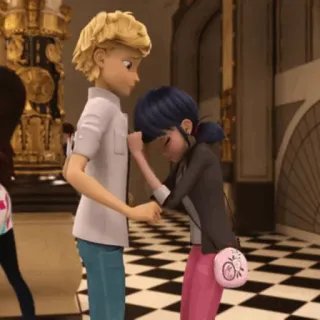 🗼 4a6e2a86 Adrien Agreste Miraculous: Tales of Ladybug & Cat Noir cartoon, animation, marinette, adrien, hug, friends telegram sticker