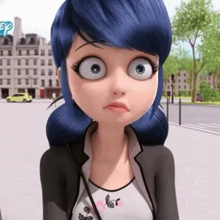 🗼 68ac5bf0 Marinette cartoon, animated, girl, character, Marinette, Miraculous Ladybug, surprised telegram sticker