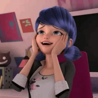 🗼 70691a88 Marinette Dupain-Cheng Miraculous: Tales of Ladybug & Cat Noir cartoon, anime, miraculous ladybug, marinette, teenager, happy telegram sticker