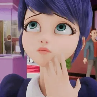 🗼 99f58955 Marinette Dupain-Cheng Miraculous Ladybug marinette, miraculous ladybug, anime, cartoon, thinking, worried, cute telegram sticker