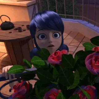 🗼 bbc4b07a Marinette Dupain-Cheng Miraculous: Tales of Ladybug & Cat Noir anime, girl, cartoon, roses, cute, miraculous ladybug telegram sticker