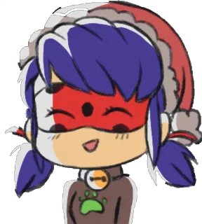 😁 606d2534 desenho animado, joaninha, fofo, chibi, natal, gorro de Papai Noel telegram sticker