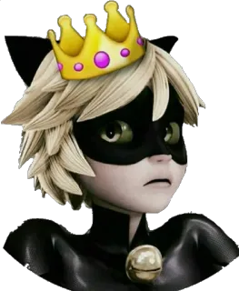 👑 7a9a0272 Cat Noir Miraculous: Tales of Ladybug & Cat Noir Desenho animado, Personagem, Coroa, Gato, Máscara, Super-herói telegram sticker