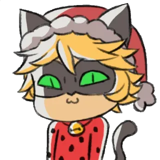 😍 fef205c2 Chat Noir Miraculous: Tales of Ladybug & Cat Noir gato, natal, desenho animado, chat noir, miraculous ladybug, anime telegram sticker