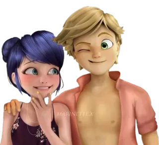 💑 393d9b69 MARINETTEX dessin animé, animé, personnages, Marinette, Adrien whatsapp sticker