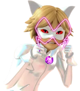 😬 66380e8d Chat Blanc Miraculous: Tales of Ladybug & Cat Noir dessin animé, chat, blanc, méchant, anime, Miraculous Ladybug whatsapp sticker