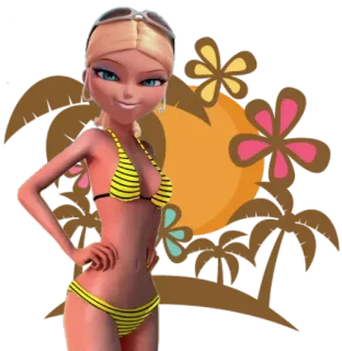🏝 c70fe871 femme, bikini, été, plage, vacances, dessin animé whatsapp sticker