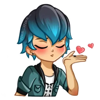 😘 77921fa1 Luka Couffaine Miraculous: Tales of Ladybug & Cat Noir 卡通, 动漫, 亲吻, 爱, 心 telegram sticker