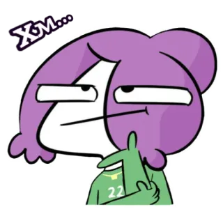 🤔 b96f3334 ХМ... cartoon, purple hair, smirk, middle finger, offensive, gesture telegram sticker