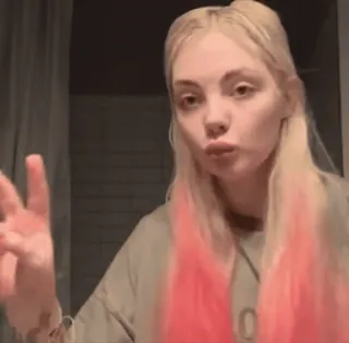 ✌ 47e3df7f женщина, жест, волосы, блондинка, розовый telegram sticker