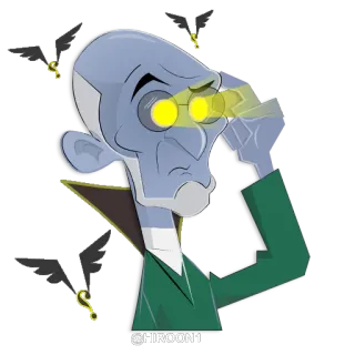 😳 78280ba5 @HIROON1 漫画, キャラクター, 青い肌, 眼鏡, はてなマーク, 飛行 telegram sticker