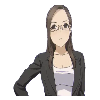 😕 44ec463c anime, mulher, óculos, séria, escritório, profissional whatsapp sticker
