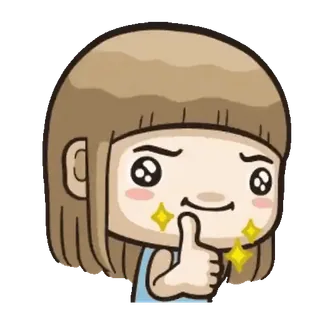 👧 1981e9a1 卡通, 点赞, 赞同, 积极, 闪耀, 女孩, 动漫风格 telegram sticker