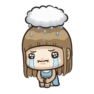 👧 a589f868 难过, 哭泣, 雨, 云, 眼泪, 情绪, 沮丧, 卡通 telegram sticker