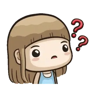👧 ba2cdb04 问题, 困惑, 不确定, 怀疑, 卡通, 女孩, 可爱, 卡哇伊 telegram sticker