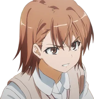 😠 02f6edd4 Misaka Mikoto A Certain Scientific Railgun Anime, Dziewczyna, Zła, Brązowe włosy, Misaka Mikoto, Railgun telegram sticker