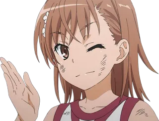 😉 1b82f337 Misaka Mikoto A Certain Scientific Railgun Anime, Dziewczyna, Railgun, Mrugnięcie, Misaka Mikoto, Uśmiech, Gest telegram sticker