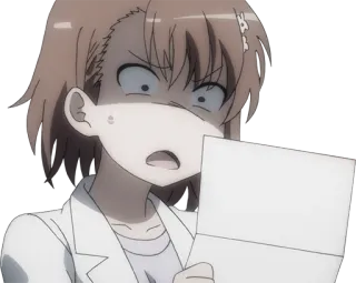 😨 1bb40969 Misaka Mikoto A Certain Magical Index Anime, zszokowana, dziewczyna, Misaka Mikoto, A Certain Magical Index telegram sticker