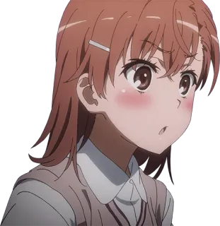 😲 216f2b8f Misaka Mikoto A Certain Scientific Railgun anime, dziewczyna, brunetka, rumieniec, słodkie telegram sticker