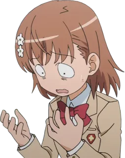 😨 7fdd883d Misaka Mikoto A Certain Scientific Railgun Anime, Misaka Mikoto, zszokowany, zawstydzony, zmieszany telegram sticker