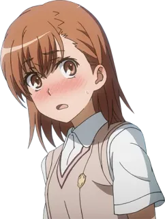 😳 e13456e0 Misaka Mikoto A Certain Scientific Railgun Anime, Dziewczyna, Mundur szkolny, Rumieniec telegram sticker
