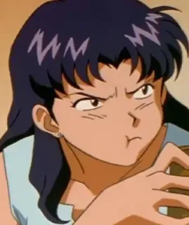 😡 9ebb0770 Misato Katsuragi Neon Genesis Evangelion anime, mujer, enojada, misato, evangelion telegram sticker