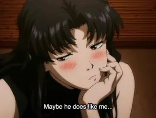 🤔 dc845d21 Maybe he does like me... Anime, Chica, Sonrojo, Pensativa telegram sticker