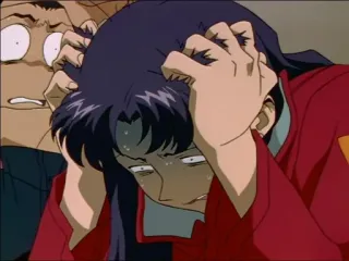 😨 eb2a54f1 Misato Katsuragi Neon Genesis Evangelion anime, nervioso/nerviosa, estresado/estresada, Evangelion, Misato telegram sticker