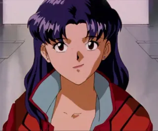 😙 fecbca9a Misato Katsuragi Neon Genesis Evangelion anime, Misato, Evangelion, personaje, pelo morado, mujer telegram sticker