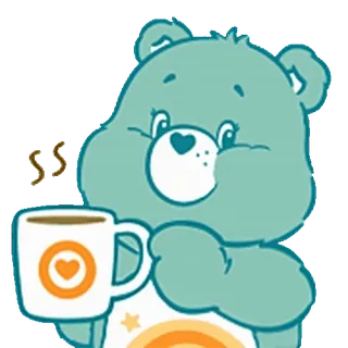 😊 36457cb9 Care Bear Care Bears, ours, café, dessin animé, mignon, matin, coeur telegram sticker