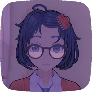 🤓 96990a97 Аниме девушка, Мультфильм, Персонаж, Женщина, Очки, Иллюстрация telegram sticker