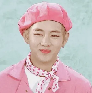 ☺️ a7d97644 V K-pop, BTS, Kim Taehyung, Idol, Piosenkarz, Różowy telegram sticker