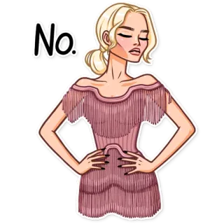 😠 032c5120 No. 女性, いいえ, 表情, ブロンド, ドレス telegram sticker