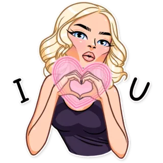💗 13007c8c I u ハート, 愛, ブロンド, 女性, 漫画 telegram sticker