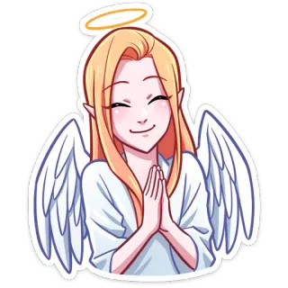 😇 0d8ed02c ángel, halo, alas, dibujos animados, lindo, kawaii telegram sticker