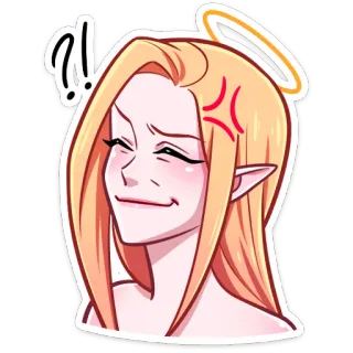 😉 3a6f38eb !! ángel, enojado, emoji, dibujos animados, personaje, mujer, rubia telegram sticker
