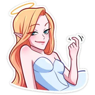 🥴 60342fcc ángel, chica, dibujo animado, pegatina, gesto ofensivo telegram sticker