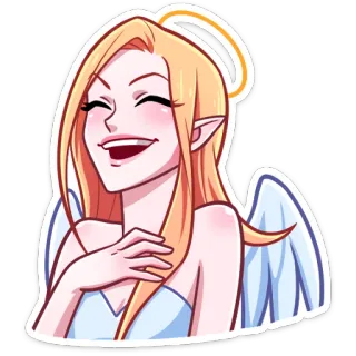 😆 6513d8a5 ángel, dibujos animados, halo, rubia, alas, lindo telegram sticker
