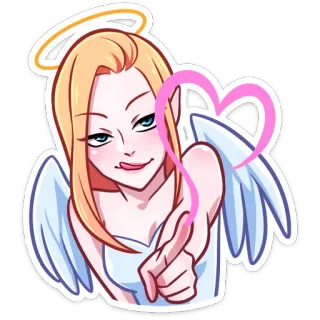 ❤️ 8769e8c4 ángel, mujer, amor, corazón, dibujo animado, pegatina telegram sticker