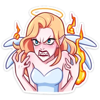 👼 96b7aaff ángel, enojado, dibujos animados, demonio, fuego, emoji telegram sticker