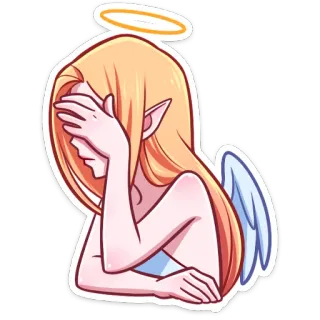 🤦‍♂️ b49e9a67 ángel, elfo, triste, anime, dibujos animados, arte digital telegram sticker